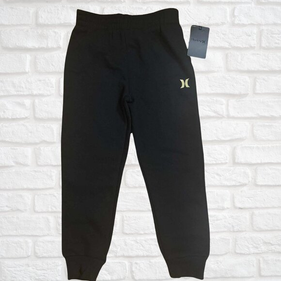 NWT Hurley Boys Black Sweatpants Joggers Size 7 Soft Fleece Pull-On Pant Black - Picture 1 of 4